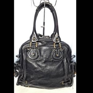 Chloe Large Black Leather Paddington Satchel- no lock or key.